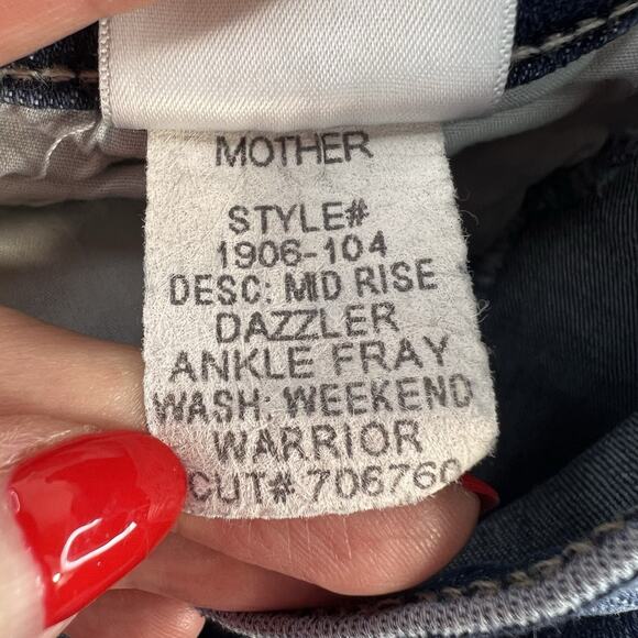 Mother Sz 28 Jeans The Mid Rise Dazzler Ankle Fray Weekend Warrior Women Stretch - Picture 10 of 16